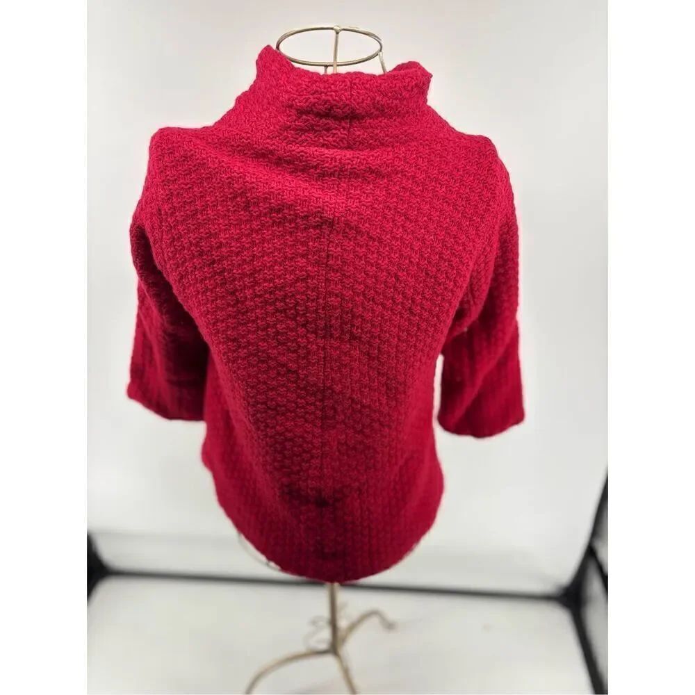 Free People Lambswool Knit One Button Wrap Jacket Size XS Red - Picture 6 of 9